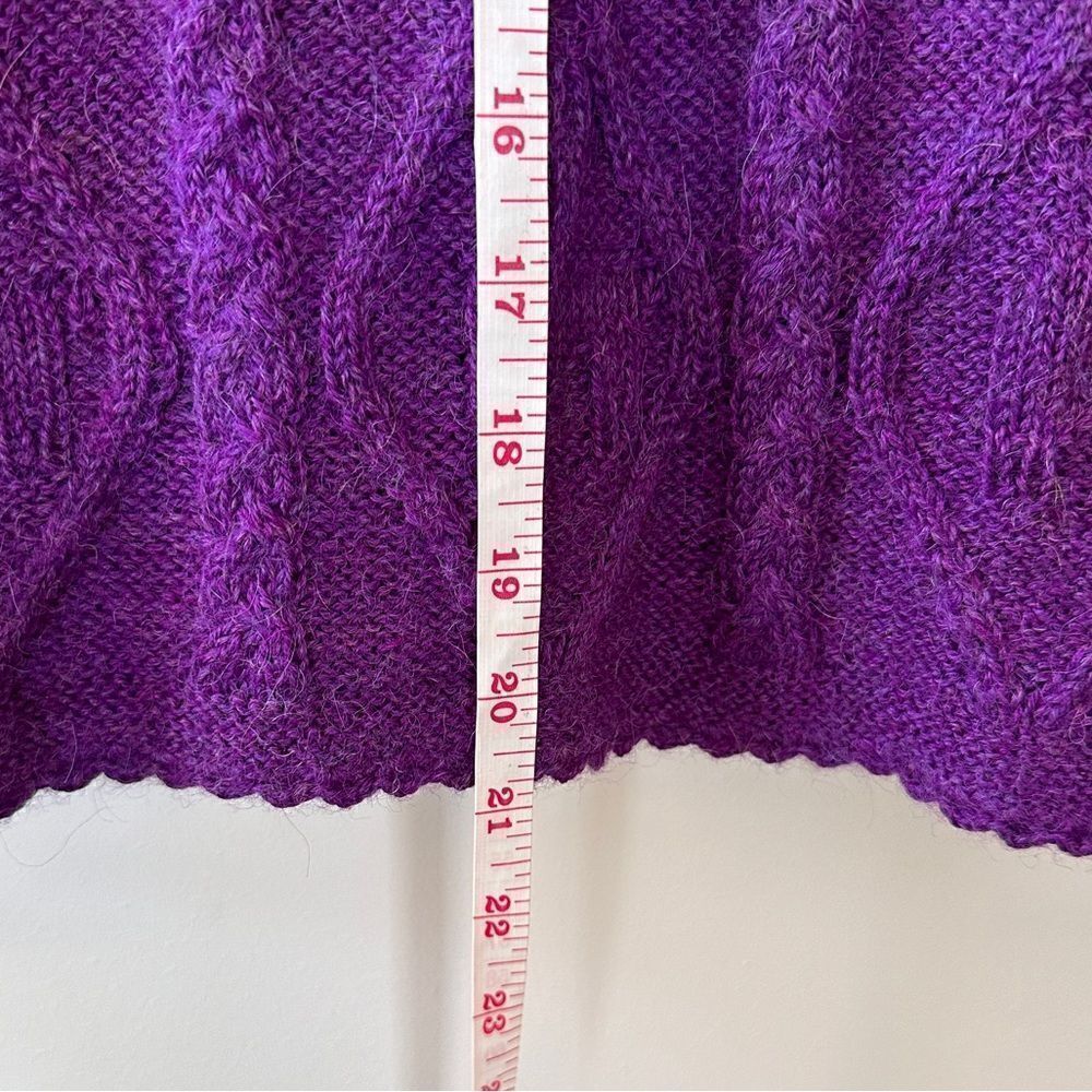 La Vicunita Womens S 100% Baby Alpaca Cable Knit Purple Sweater - Picture 14 of 14